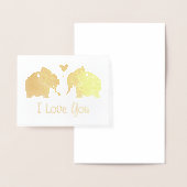 Gouden olifantenpaar met harten Ik hou van je Folie Kaarten (Display)
