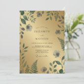 Gouden Olijf Loof Eucalyptus Bruiloft Kaart (Staand voorkant)