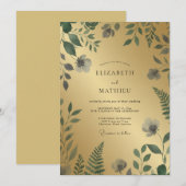 Gouden Olijf Loof Eucalyptus Bruiloft Kaart (Voorkant / Achterkant)