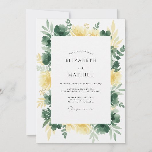 Gouden olijfblad Eucalyptus bruiloft Kaart (Voorkant)