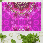 Gouden OM Moderne Roze Bloemen Batik Doek Banner Theedoek (Gevouwen)