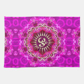Gouden OM Moderne Roze Bloemen Batik Doek Banner Theedoek (Horizontaal)
