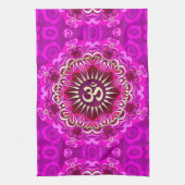 Gouden OM Moderne Roze Bloemen Batik Doek Banner Theedoek (Verticaal)