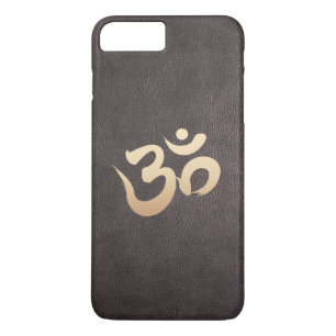 Gouden Om Symbool Nep Leer Yoga iPhone 8/7 Plus Hoesje