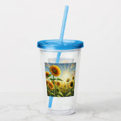 Gouden Omarming Zonnebloem  Acryl Drinkbeker (Achterkant)