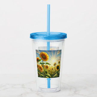 Gouden Omarming Zonnebloem  Acryl Drinkbeker