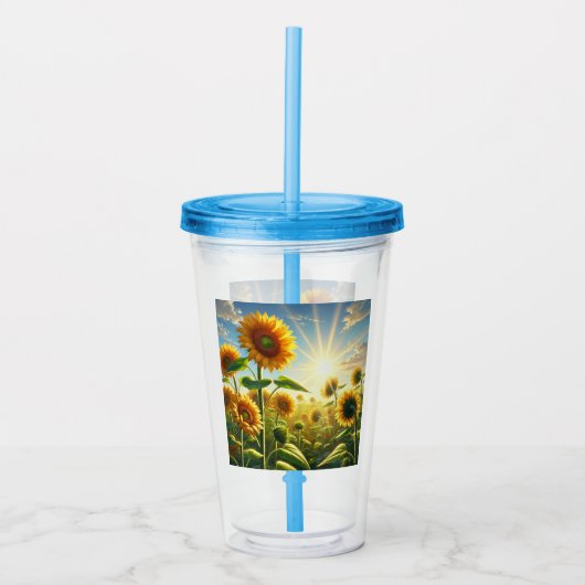 Gouden Omarming Zonnebloem  Acryl Drinkbeker (Voorkant)