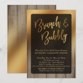 Gouden Ombre Barn Hout Brunch & Bubbly Kaart (Voorkant / Achterkant)