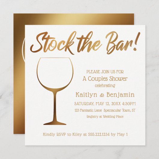 Gouden ombre en witte koppels Voorraad de bardouch Kaart (Voorkant / Achterkant)