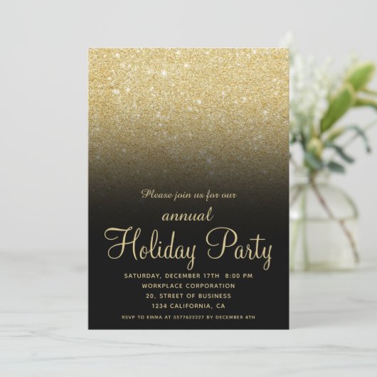 Gouden ombre glitter Kerstmisbedrijf Kaart (Staand voorkant)
