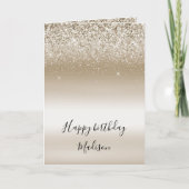Gouden Ombre Glitter Sparkle Verjaardag Kaart (Voorkant)