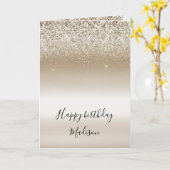 Gouden Ombre Glitter Sparkle Verjaardag Kaart (Gele Bloem)