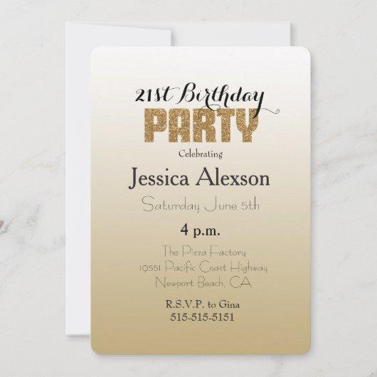 Gouden Ombre Gouden Glitter Kaart (Voorkant)