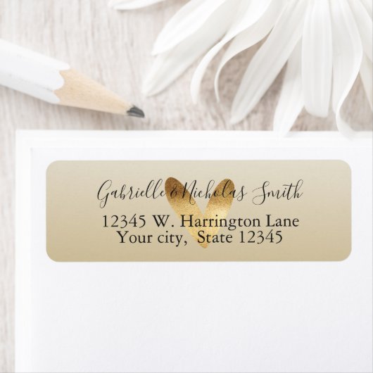 Gouden Ombre hart Etiket (Insitu)