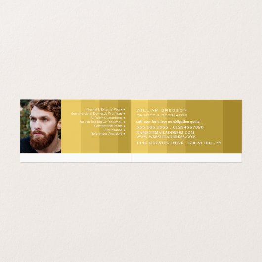 Gouden Ombre Strepen, Schilder & Decorator Foto Visitekaartje (Binnenkant ongevouwen)