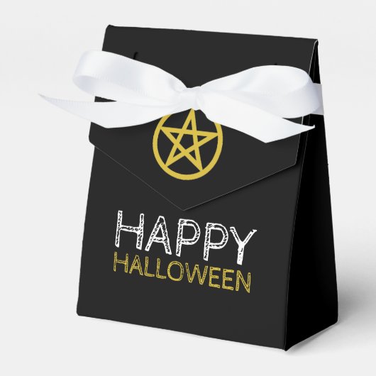 Gouden omcirkelde pentagram, Gelukkig Halloween Bedankdoosjes (Voorkant Zijde)