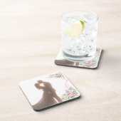 Gouden omhelzing bij zonsondergang - Romantisch Bier Onderzetter (Rechterzijde)