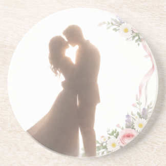 Gouden omhelzing bij zonsondergang - Romantisch Zandsteen Onderzetter