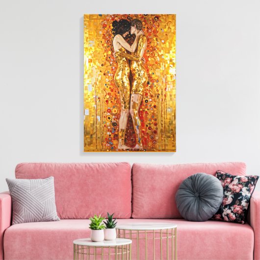 "Gouden omhelzing" Kostbaar en onverwoestbaar Canvas Afdruk (Insitu (Woonkamer))