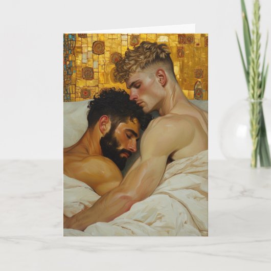 Gouden omhelzing van twee mannen kaart (Voorkant)