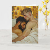 Gouden omhelzing van twee mannen kaart (Gele Bloem)