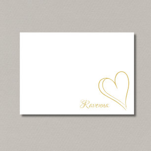 Gouden Omlijning Hart Minimalistische Aangepaste N Notitiekaartje