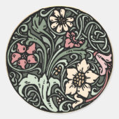 Gouden omrande botanische enveloppe of pakketzegel ronde sticker (Voorkant)