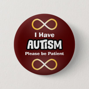 Gouden Oneindigheidsknoop Autisme Bewustzijn Ronde Button 5,7 Cm