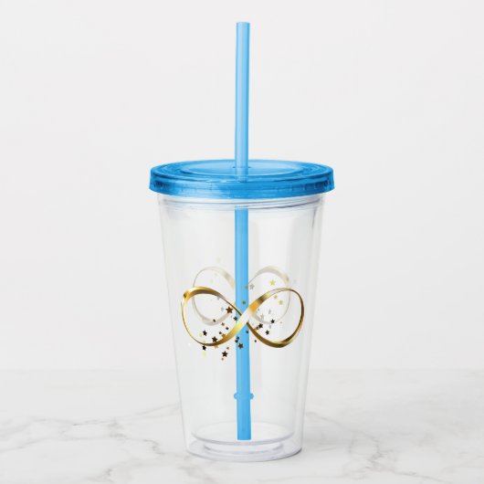 Gouden Oneindigheidssymbool Acryl Drinkbeker (Voorkant)