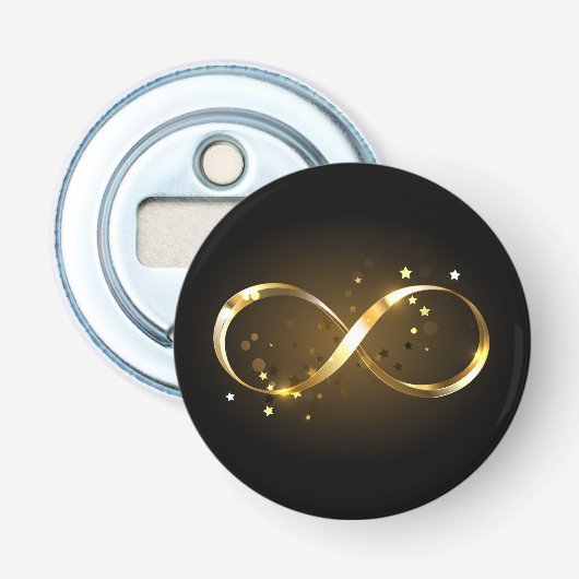 Gouden Oneindigheidssymbool Button Flesopener (Voorkant)