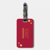 Gouden Oneindigheidssymbool & Confetti op Bourgond Bagagelabel (Achterkant verticaal)
