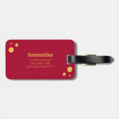 Gouden Oneindigheidssymbool & Confetti op Bourgond Bagagelabel (Achterkant horizontaal)