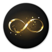 Gouden oneindigheidssymbool keramische knop (Voorkant)