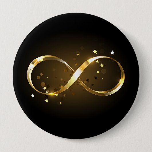 Gouden Oneindigheidssymbool Ronde Button 4,0 Cm (Voorkant)