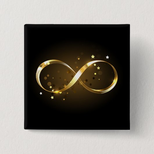 Gouden Oneindigheidssymbool Vierkante Button 5,1 Cm (Voorkant)