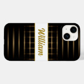 Gouden onscherpte lijnen op zwart met aangepaste t Case-Mate iPhone case (Achterkant (horizontaal))