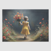 Gouden Onschuld Meisje met Poppies Decoupag Tissuepapier (Voorkant)