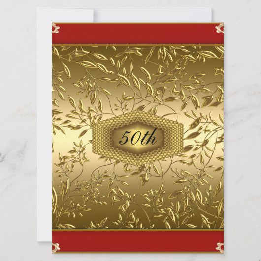 Gouden ontwerp 50ste verjaardag jubileumfeest kaart (Voorkant)