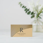 Gouden ontwerp, naam & monogram, QR-code Visitekaartje (Staand voorkant)
