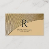 Gouden ontwerp, naam & monogram, QR-code Visitekaartje (Voorkant)