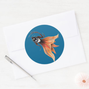 Gouden Oog Surrealistische Goudvis Fantasie Kunst Ronde Sticker