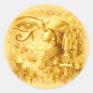 Gouden Oog van Horus faraonische Egyptische Kunst Ronde Sticker