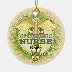 Gouden oogheelkundige verpleegster Caduceus  Keramisch Ornament