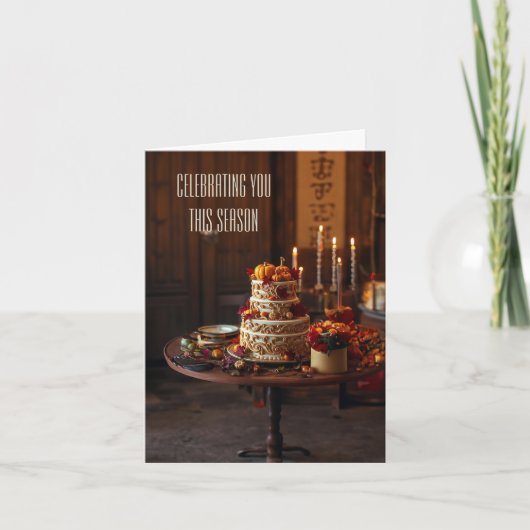 Gouden Oogst Elegantie Thanksgiving Verjaardag Kaart (Voorkant)