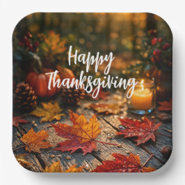 Gouden Oogst Gloed – Thanksgiving Groet Papieren Bordje