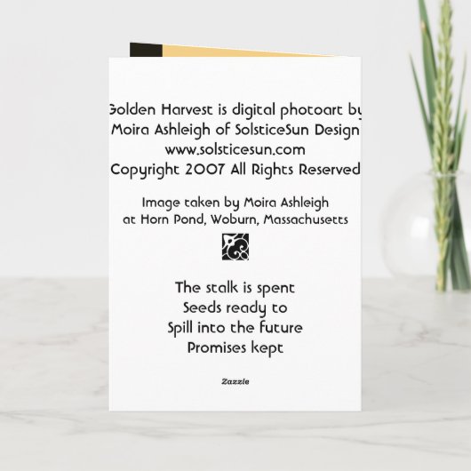 Gouden Oogst Kaart (Achterkant)