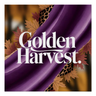 Gouden Oogst Luxe Paarse Zijde Herfst Ontwerp Perfect Poster