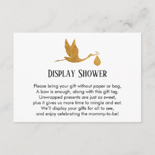 Gouden Ooievaar Display Baby Shower Insteekkaart C Informatiekaartje