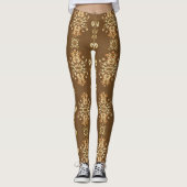 Gouden Oosters Barok Klassiek Patroon Leggings (Voorkant)