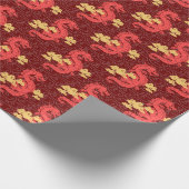 Gouden Oosterse Chinese Draak voor Lunar New Year Cadeaupapier (Hoek)
